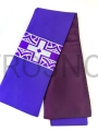 priestly stole, purple, for penitential liturgies, for confession, for Advent, for Lent, purple stole, single-color, simple pattern, simple stole, embroidered silver-plated Cross, with a white collar