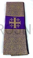 Stola sacerdotale, porpora, per le liturgie penitenziali, per la confessione, per l'Avvento, per la Quaresima, stola porpora, monocolore, tutta dorata, ricamata con la croce di Gerusalemme, con colletto bianco