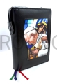 Cover for the priestly breviary, liturgy of the hours, with a sewn-in picture, religious image, Our Lady of Częstochowa cradling St. John Paul II, zippered case, gift case, for a priest, parish priest, for ordination anniversaries