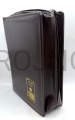 Jerusalem Bible cover, brown, with gold-plated embossing, Shema, Shema Israel, with an eraser for a pen, with a pocket for notes, for notes, bookmarks, with a lock, a case, a protective packaging, for transporting and storing the Bible, protective