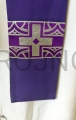kněžská štola, fialová, pro kajícné liturgie, ke zpovědi, pro advent, pro postní dobu, fialová štola, jednobarevná, jednoduchý vzor, ​​jednoduchá štola, vyšívaný postříbřený kříž, s bílým límcem
