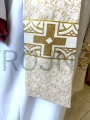 stolă de damasc, stolă preoțească, bogat brodată, decorată, aurită, strălucitoare, monocoloră, albă, cu cruce aurită, guler alb, cadou, pentru preot, episcop, preot paroh, mulțumire, cadou
