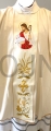 Chasuble blanche, ornée de l'image du Christ, le Bon Pasteur, avec une brebis perdue, couleur écru, fils d'or, brillante, avec col et étole. Chasuble du Bon Pasteur, pour prêtre, cadeau