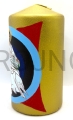 Kerze 15 cm, mit handgeschriebener Ikone, Jesus Christus, Pantokrator, vergoldetem Hintergrund, handgefertigt, geschriebene Ikone, auf einer Kerze, auf einem Altar, auf einem Tisch, zum Gebet, Ikone des Erlösers, geruchlos, ohne Duftstoffe, Seitenkerze