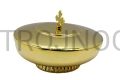 paten for hosts, communion wafers, gold-plated, with a lid, a cross on the lid, for the church, the tabernacle, with a base, small, 10 cm, for the Eucharistic bread, for distributing communion, for the parish, chapel, solid, aesthetically, decorated base