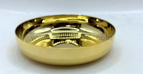 patena na hostie, komunikanty, chleb eucharystyczny, pozłacana wewnątrz, pozłacana na zewnątrz, płaska, bez podstawki, do kościoła, do tabernakulum, mały, 10 cm, do rozdawania komunii, do parafii, kaplicy, do celebracji, eucharystii, mszy przenajświętszej