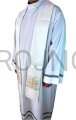Damasten stola, priesterstola, rijk geborduurd, versierd, verguld, glanzend, effen, wit, met een verguld kruis, witte kraag, als geschenk, voor een priester, bisschop, pastoor, bedankje, geschenk