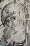Ikona Kiko Arguello 40x30 "Madonna III Milenium" fragment