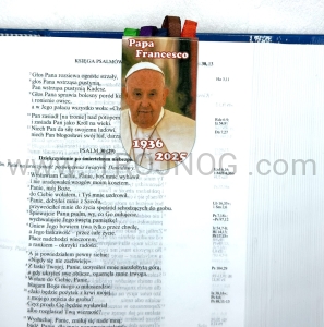 Zakładka outlet - magnes ze zdjęciem, papież Franciszek, z wstążeczkami