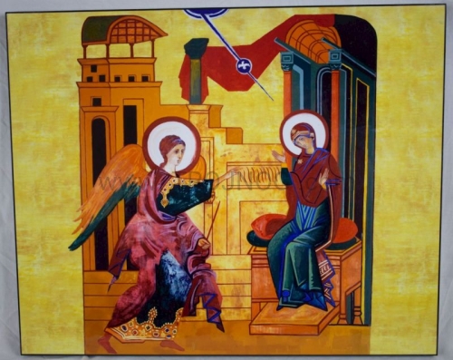 Ikona Zwiastowanie Maryi Pannie z Korona Misteryjna 20 x 15 cm Kiko Arguello Neokatechumenat