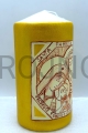 candela, con un'icona, icona scritta a mano, realizzata a mano, icona scritta, candela d'altare, per la preghiera, dal nostro laboratorio, Sacra Famiglia di Nazareth, su sfondo dorato, per un regalo elegante