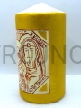 vela, con un icono, icono escrito a mano, hecho a mano, icono escrito, vela de altar, para la oración, de nuestro taller, Sagrada Familia de Nazaret, sobre un fondo dorado, para un regalo elegante