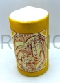 candle with an icon, hand-painted icon, handcrafted item, painted icon, altar candle, for prayer, from our workshop, Holy Family of Nazareth, on a gilded background, elegant gift