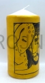 candela, con scritta a mano, icona, Buon Pastore, Cristo, con un agnello, pecora, cura, schizzo, per preghiera, lodi, candele laterali, schizzo, Kiko, come regalo, altezza 15 cm, per altare, tavolo, lodi eucaristiche, laboratorio artigianale