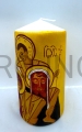 candle, on the table, for family prayer, laudes, Christ's prayer, meditation, with a beautiful, handwritten icon of the Holy Family of Rio, gold-plated, side candles, for a gift, high 15 cm.jpg