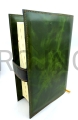 Funda para Biblia, Bible Plus, escudriña las escrituras, verde, de cuero, con cierre a presión, relleno suave en el interior, estuche reforzado, estuche protector, con inscripciones doradas, estética, funda elegante