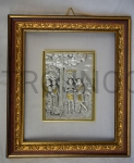 Płaskorzeźba w ramce - Chrzest Jezusa, 16x13 posrebrzany i pozłacany, prezent na chrzest, obrazek
