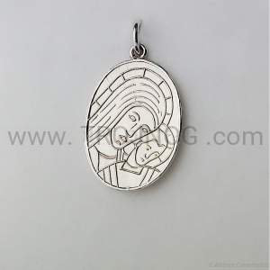 Medalik owalny Madonna Drogi z dzieciątkiem ze srebra ok. 2,5cm, wisiorek