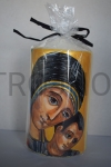 Świeca laudesowa, z ikoną Madonna Drogi 15cm, rękodzielo