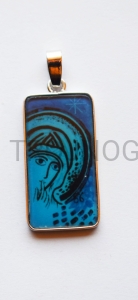 Medalik 3cm dwustronny posrebrzany Madonna del Silenzio prostokątny, medalion, wisiorek